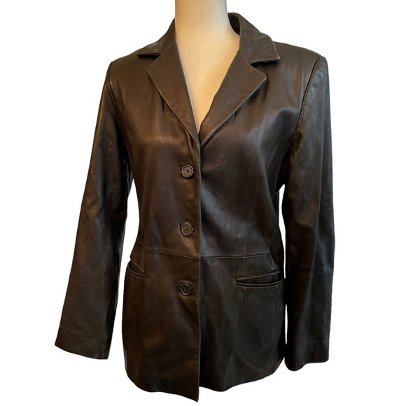 Vintage Y2K Jones New York Leather Blazer - Picture 1 of 4